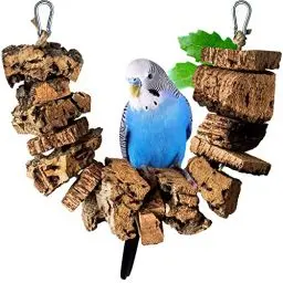 Produktbild: Vogelschaukel zum Knabbern aus Korkrinde | 40cm | Spielzeug für Vögel | Naturmaterial Kork