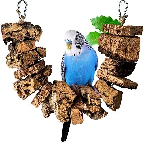 Produktbild: Vogelschaukel zum Knabbern aus Korkrinde | 40cm | Spielzeug für Vögel | Naturmaterial Kork