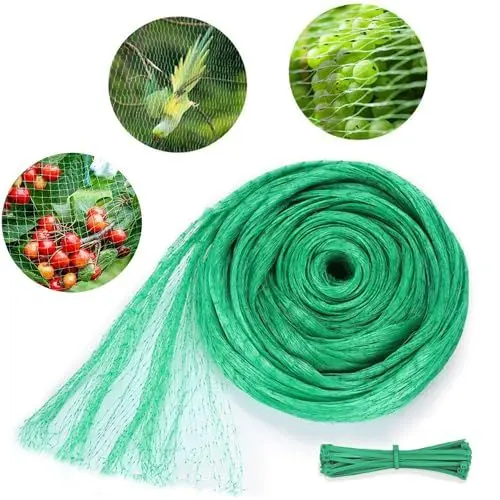 Produktbild: Vogelschutznetz 4x10M Gartennetz Vogelnetz Pool Netz Teichnetz Pflanzennetz für Taubenabwehr Vogelabwehr für Gartenmit 25 Kabelbindern, Maschenweite 15mm x 15mm