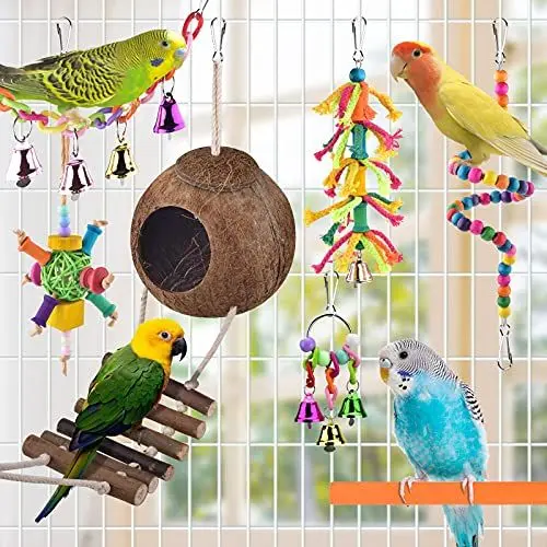 Produktbild: Vogelspielzeug, ERKOON Nymphensittich Futter Wellensittich Spielzeug Bird Feeder Toy for Parakeets Papagei Kauspielzeug,Vögel Am Käfig Installieren Können für Alle Papageien & Vogel (Rosa)