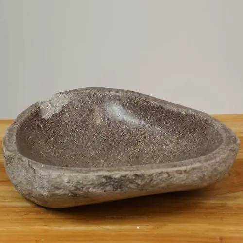Produktbild: Vogeltränke Garten frostfest + UV-best. Naturstein Modell Vogelbad Wasserschale Wassertränke f. Vögel u. Insekten Stein Vogel-Schale Trinkstein Flussstein frostsicher Gartentränke 20-30cm