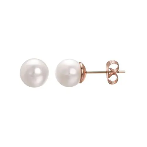 Produktbild: Vogem Damen Perlen Ohrstecker Rosegold 8mm Weiß Süßwasser Zuchtperle 18 Karat Ohrringe Nickelfrei Mutterta Gsgeschenk Modeschmuck