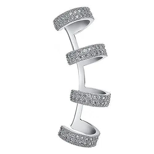 Produktbild: Vogem Ear Cuffs Silber Ohrringe Damen Zirkonia Knorpel Clip Ohrringe Ohrklemme Ohrclips CZ Pflastern Ohne Ohrlöcher Ohrringe