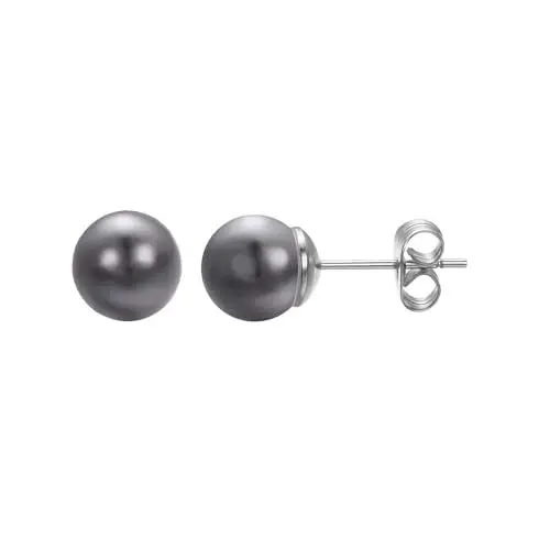 Produktbild: Vogem Grau Perlen Ohrstecker Damen 18 Karat Weißgold Plattiert 8mm Süßwasser Zuchtperle Ohrstecker Ohrringe Modeschmuck