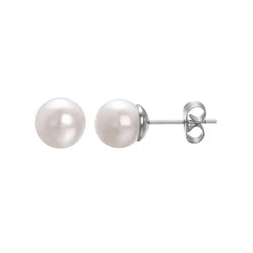 Produktbild: Vogem Weiß Perlen Ohrstecker Damen 18 Karat Weißgold Plattiert 8mm Süßwasser Zuchtperle Ohrstecker Ohrringe Modeschmuck