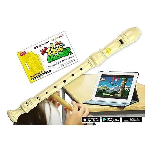 Produktbild: Voggenreiter Blockflöte aus Kunststoff für Kinder ab 6 Jahre und Anfänger inkl. Flute Master (Lernsoftware App) - deutsche Griffweise in Farbe creme weiss