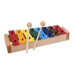Produktbild: Voggenreiter Mein erstes Glockenspiel (Musikinstrument mit speziellem Resonanzboden, 8 hochwertige Klangplatten, diatonisch von c-c gestimmt, inkl. 2 Holzschläger), Bunt