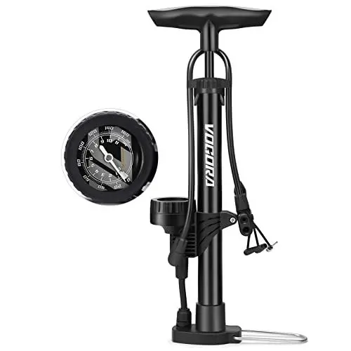 Produktbild: VOGORA Fahrradpumpe alle Ventile, Luftpumpe Fahrrad Französische Ventile mit 160PSI Manometer, Fahrrad zubehör Pumpe Luft Standpumpe für Ball