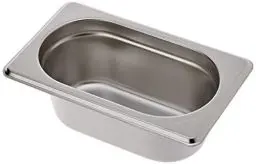 Produktbild: Vogue Gastronorm-Pfanne 1/9, Edelstahltablett, Tiefe: 65 mm, Fassungsvermögen: 600 ml, Behälter für heiße und kalte Speisen, Bain Marie-geeignet, Deckel separat erhältlich, K824