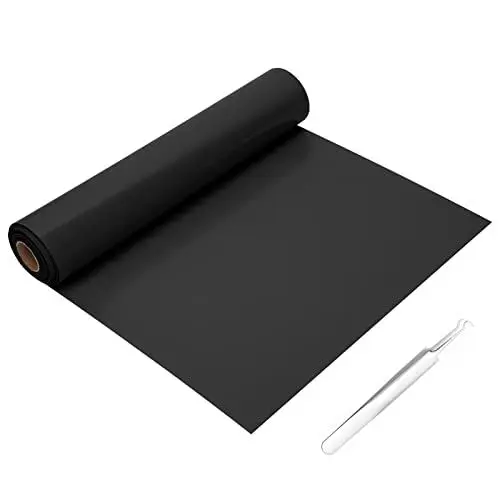Produktbild: VOHESEA Plotterfolie Flexfolie Textil, Transferfolie Plotter 30.5cm x 244cm, Plotterfolie Textilien Selbstklebend Schwarz Iron on Folie für Aufbügeln von T-Shirts & Anderen Stoffen Stoffe