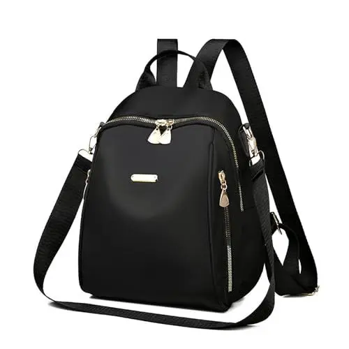 Produktbild: Vohoney Damen Rucksack Diebstahlsicherung Schultertasche PU Leder Wasserdicht Nylon Schultasche Damen/Mädchen Schulranzen Rucksack