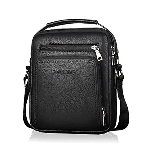 Produktbild: Vohoney Herren-Schultertaschen Umhängetasche Herrentasche Klein Crossbody Bag Handtasche Tasche UmhängenMessenger Bag Handgelenktasche Shoulder Bag (Schwarz Herren PU Schultertasche)
