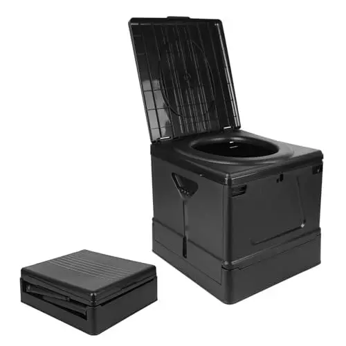 Produktbild: Vohunt Campingtoilette Faltbar, XL Camping Toilette Tragbare Outdoor Campingtoilette Geeignet zum Draußen Wandern Autocamping für Draußen (Schwarz)