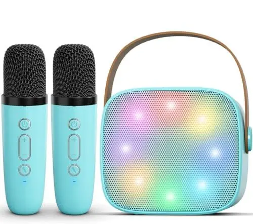 Produktbild: voijump Karaoke Machine Children with 2 Microphones, Toy for 3-12 Year Old Girls Gifts, Mini Children's Karaoke Microphone Machine Toy, Gifts for 3 4 5 6 7 8 9 10 11 Years Teens Girls