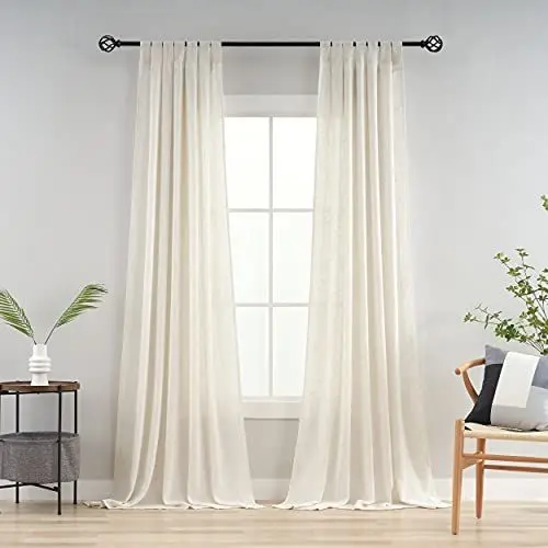 Produktbild: VOILYBIRD Vorhang Schlaufenschal Gardine 2er Set für Schlafzimmer Natur Leinen HxB 220x140