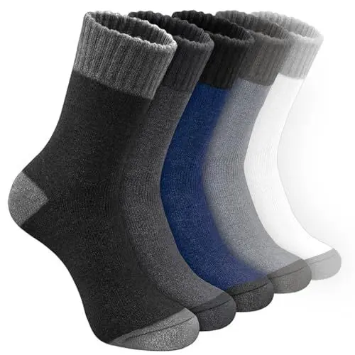 Produktbild: VoJoPi Thermosocken Herren, 5 Paar Dicke Frotteesohle Wollsocken Winter Warme Socken Bequeme und Atmungsaktiv Wandersocken,EU 39-45