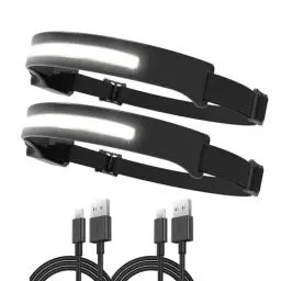 Produktbild: Vokida 2x Head Torch Outdoor Weitwinkel Stirnlampe Kopflampe Wiederaufladbar LED Kopfleuchte Akku Beam Stirnleuchte Wasserdicht Lauflicht für Camping Lampe Wandern Joggen Bauen Abenteuer Reparatur