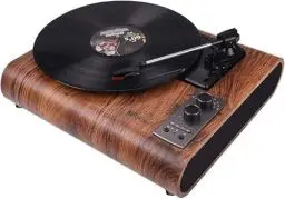 Produktbild: VOKSUN Plattenspieler Bluetooth,Vinyl Plattenspieler,Plattenspieler mit Lautsprecher, Aux RCA AM FM-Kopfhöreranschluss,Tragbarer Retro-Plattenspieler,Walnuss