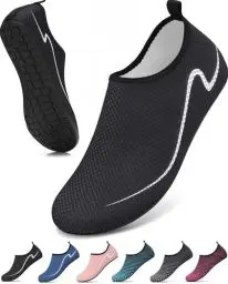 Produktbild: VOLHAL Badeschuhe Damen Wasserschuhe Herren Schwimmschuhe Schnell Trocknend Strandschuhe rutschfeste Aquaschuhe Leicht Surfschuhe für Beach Pool Yoga, Schwarz 40 EU