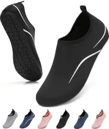 Produktbild: VOLHAL Wasserschuhe Herren Badeschuhe Damen Schwimmschuhe Schnell Trocknend Strandschuhe rutschfeste Aquaschuhe Leicht Surfschuhe für Beach Pool Yoga, Schwarz 43 EU