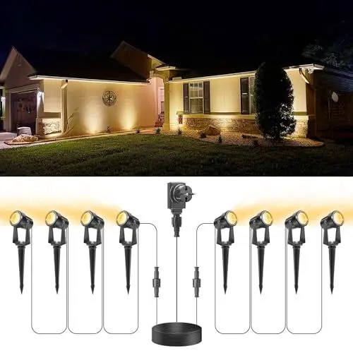 Produktbild: VOLISUN Gartenstrahler Led Außen Wasserdicht,Gartenbeleuchtung Mit Strom,Gartenleuchten Warmweiß IP65 Wasserdicht,8Pack für Haus, Baum, Hinterhof