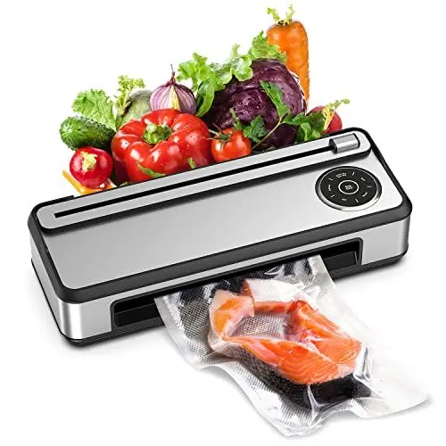 Produktbild: Vollautomatischer Vakuumiergerät 6 in 1, Vakuumierer mit Cutter, Edelstahl Folienschweißgerät mit Automatischer Reinigung und schnellem Vorheizen, für Nass und Trockenfutter Geeignet