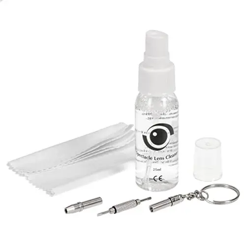 Produktbild: Vollständiges Linsenreinigungsset für alle Gläser oder Bildschirme | Reparaturwerkzeug für Brillen, Sonnenbrillen und Uhren | Reinigungslösung, Reparaturwerkzeug und hochwertigem Mikrofasertuch