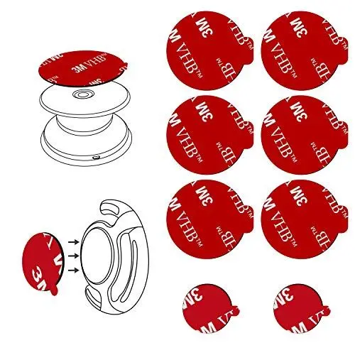 Produktbild: volport 3M Klebepads für Pop Socket Doppelseitig Extra Stark Hitzebeständig für Pops Base Mount Handy Griff, 3M VHB Tape Selbstklebend für Swappable Grip Handyhalterung Autohalter 8 Stück, Rund