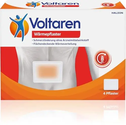 Produktbild: Voltaren Wärmepflaster ohne Arzneimittelwirkstoff für langanhaltende Schmerzlinderung bei Rückenschmerzen, Nackenschmerzen und Schulterschmerzen, 4 Pflaster