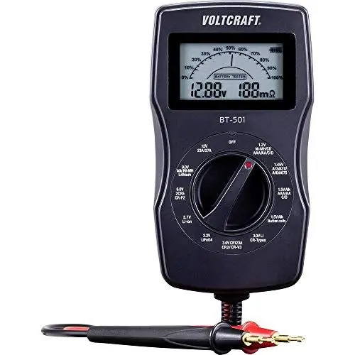 Produktbild: VOLTCRAFT Batterietester BT-501 Messbereich (Batterietester) 1,2 V, 1,5 V, 3 V, 6 V, 3,7 V, 9 V, 12 V Batterie, Akku BT