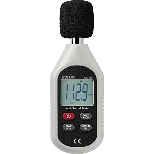 Produktbild: VOLTCRAFT SL-10 Schallpegel-Messgerät I Digitales Messgerät I Messbereich von 30 dB bis 130 dB I Lärm-und Lautstärke Messgerät - ideal für Schallpegel-Analysen