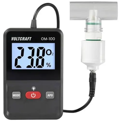 Produktbild: Voltcraft OM-100 Sauerstoff-Messgerät 0-100% Sauerstoff-Messgerät kalibriert Werksstandard (ohne Zertifikat)