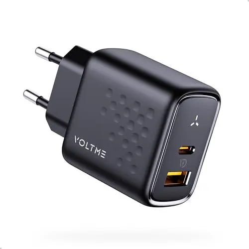 Produktbild: VOLTME USB C Ladegerät 45W, 2-Port Schnellladegerät PD 3.0 PPS USB-C Netzteil GaN III Stecker Kompatibel mit iPhone 16 Pro Max 15 14 iPad Air Samsung Galaxy S24 Ultra Huawei Schwarz, Ohne Kabel