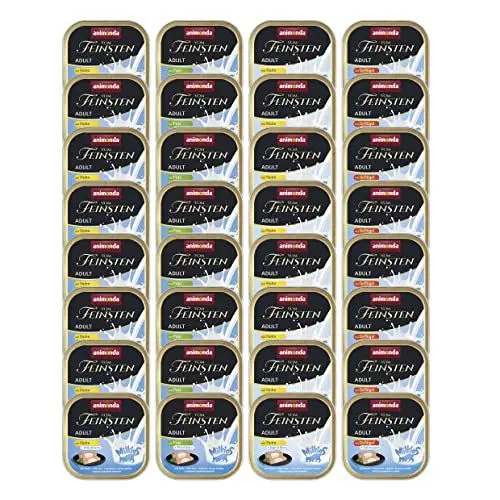 Produktbild: animonda Vom Feinsten Adult Feinschmecker Milchkern-Variation (32 x 100 g), Nassfutter für ausgewachsene Katzen, Katzenfutter ohne Getreide und Zucker, mit Kern aus Milch, Joghurt & Sahne