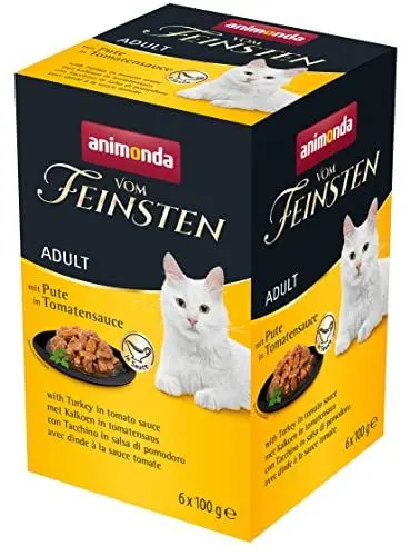 Produktbild: animonda vom Feinsten Katzenfutter nass mit Pute in Tomatensauce (6 x 100g), getreidefreies Katzenfutter nass ohne Zucker, mit frischen, fleischigen Zutaten