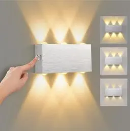 Produktbild: VOMI LED Wandleuchte Kabellos Aufladbar Akku Wandlampe Ohne Stromanschluss Up and Down Leuchten Innen Touch Control Einstellbare Helligkeit 6W Warmweiß Magnetische Wandbeleuchtung für Schlafzimmer