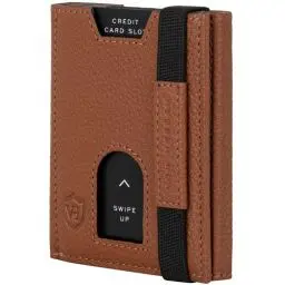 Produktbild: VON HEESEN Slim Wallet mit XL Münzfach & RFID-Schutz - Leder Geldbeutel - Mini Geldbörse für Herren und Damen - Kartenetui Echtleder Karten Portemonnaie klein - Kreditkartenetui Cognac-Braun