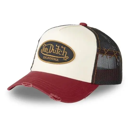 Produktbild: Von Dutch Kappe für Damen und Herren, Trucker-Kappe, Grau, verstellbar, Beige/Rot/Schwarz, Einheitsgröße