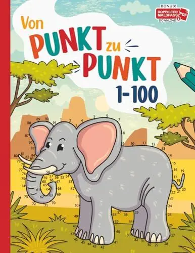 Produktbild: Von Punkt zu Punkt: 50 liebevoll gestaltete Tier-Motive im Zahlenraum von 1-100 zum Verbinden und Ausmalen