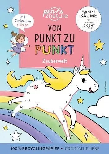 Produktbild: Von Punkt zu Punkt Zauberwelt. Mit Zahlen von 1 bis 30.: Nachhaltiger Rätselspaß auf Recyclingpapier.