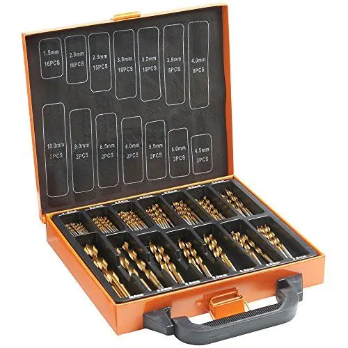 Produktbild: VonHaus HSS Bohrer Set mit Tragekiste – Bit Set mit 99 Teilen – 1,5–10 mm High Speed Stahlbohrer aus Titanbeschichtetem Stahl – Bohrerset für Holz, Mauerwerk und Metall – Bohrmaschinenzubehör