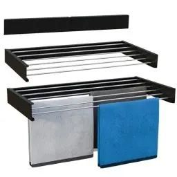 Produktbild: Vonia Wandtrockengestell 80 x 40 cm - Trockenlänge 4 m - Wäschetrockner aus hochwertigem Aluminium - Wäscheständer - Schwarz