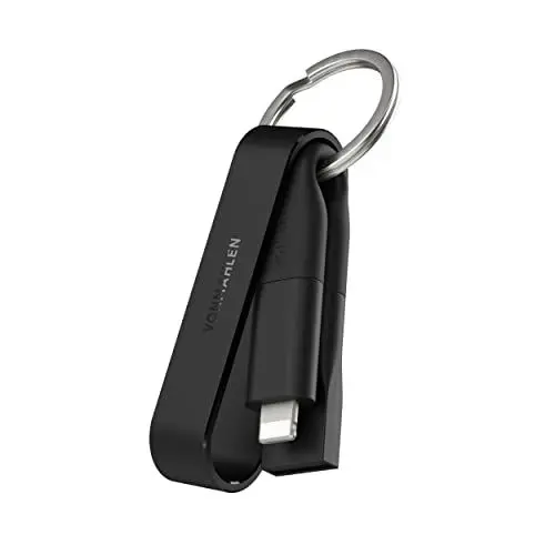 Produktbild: VONMÄHLEN – High Six Lite 6-in-1 Ladekabel als Schlüsselanhänger – kompaktes All-in-One Schnellladekabel mit USB-C, USB-A & Micro-USB – für Handy & mobile Endgeräte geeignet (Schwarz)