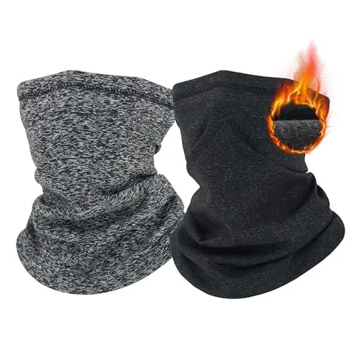 Produktbild: voofly 2 Stück Halstuch Winter Herren Neckwarmer Damen Weichem Fleece Loop Schal Halswärmer für Motorrad Halstücher mann Schlauchschal Dunkel Grau Hanf Schwarz