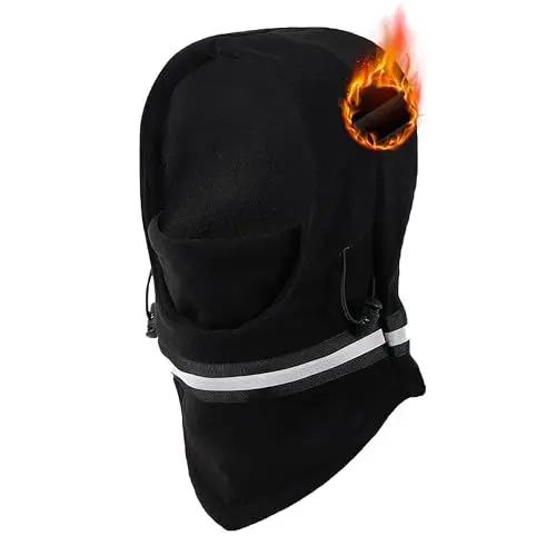 Produktbild: voofly Sturmhaube Winter Gesichtsmaske für Männer Frauen Fleece Skimaske Winddicht Thermisch Einstellbar Face Covering Schwarz