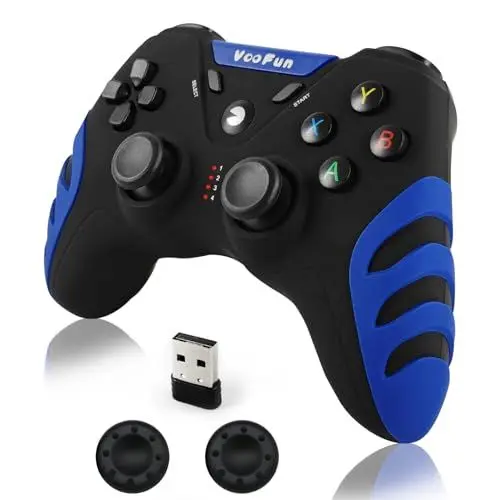 Produktbild: VooFun PC Controller Wireless, PS3 Controller PC Gamepad mit Hall Effekt Joystick, Dual Vibration, Gaming Controller für PC Windows 7/8/10/11, PS3, Steam, Android Smart TV, TV Box, Raspberry Pi, Blau
