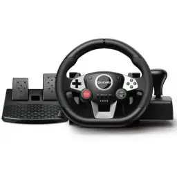 Produktbild: VooFun Racing Wheel, Gaming Lenkrad Kompatibel für PC/ PS4/ Switch/ PS3/ Xbox One/Xbox 360, PC Lenkrad mit Pedalen, 270 Grad, Programmierbare Tasten, Vibrationen Feedback, Schwarz