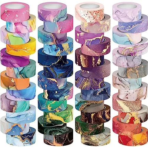 Produktbild: Voolcaoo 48 Rollen Washi Tape Set - Dekoratives Klebeband Bunt Buntes Marmormuster Masking Tape für Scrapbooking Supplies, Diy Handwerk, Journals Planners, Geschenkdekoration Verpackung