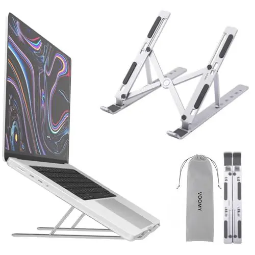 Produktbild: VOOMY Laptop Ständer, 6-Stufe Laptopständer Höhenverstellbar, Faltbarer Laptop Stand, Tablet Ständer, Notebook Ständer, Kompatibel mit MacBook, HP, Lenovo, alle 9-16'' Laptops & Tablets, Silber
