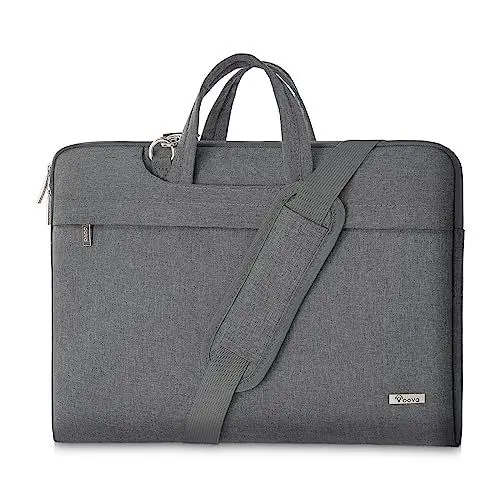 Produktbild: Voova Laptoptasche,15 15,6 16 Zoll, Wasserdicht Stoßfest, Notebook Schultertasche, mit Schultergurt und Versteckbarer Griff，Kompatibel mit Macbook Dell Acer ASUS Samsung Hp Lenovo, Grau